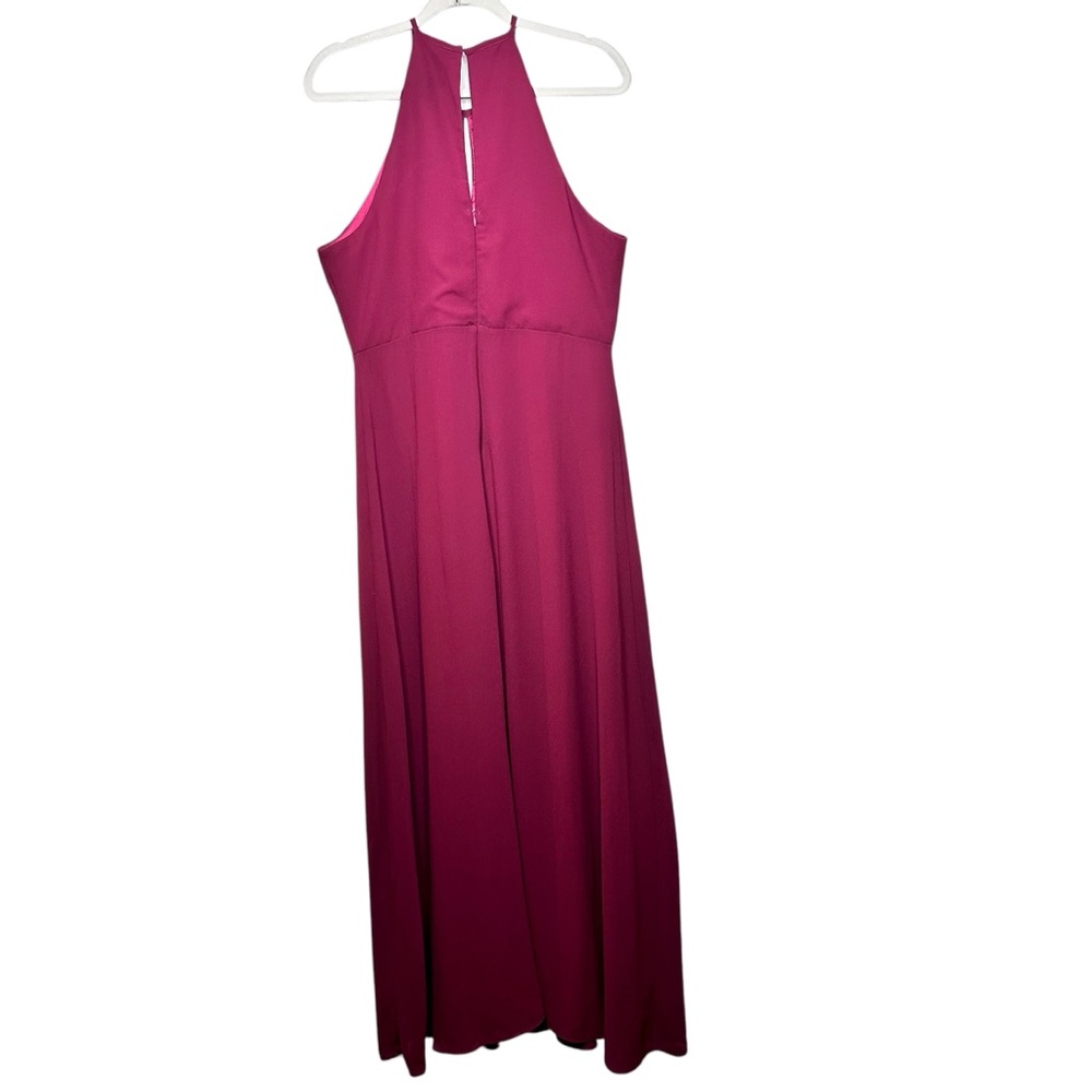 BHLDN Anthropologie Marco Keyhole Halter Maxi Dress Gown Wine Burgundy XL - Picture 5 of 15